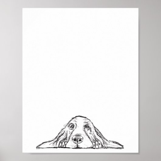 zwarte witte, eenvoudige puppy-ogen poster (Voorkant)