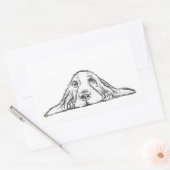 zwarte witte, eenvoudige puppy-ogen rechthoekige sticker (Envelop)