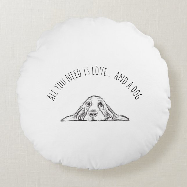 zwarte witte, eenvoudige puppy-ogen rond kussen (Voorkant)