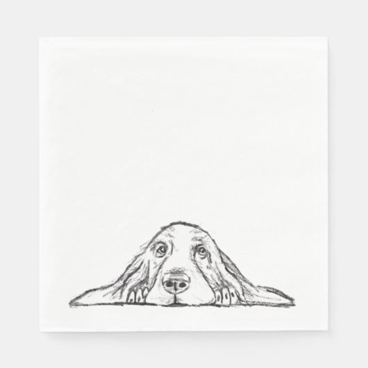 zwarte witte, eenvoudige puppy-ogen servet (Voorkant)