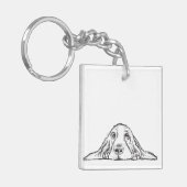 zwarte witte, eenvoudige puppy-ogen sleutelhanger (Voorkant Links)