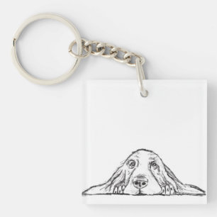 zwarte witte, eenvoudige puppy-ogen sleutelhanger
