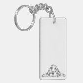 zwarte witte, eenvoudige puppy-ogen sleutelhanger (Voorkant Links)