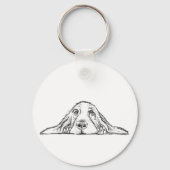 zwarte witte, eenvoudige puppy-ogen sleutelhanger (Voorkant)