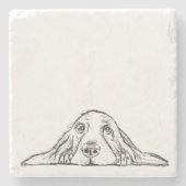 zwarte witte, eenvoudige puppy-ogen stenen onderzetter (Voorkant)