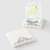 zwarte witte, eenvoudige puppy-ogen stenen onderzetter (Zijkant)