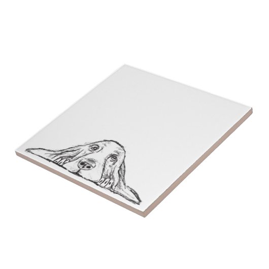 zwarte witte, eenvoudige puppy-ogen tegeltje (Zijkant)