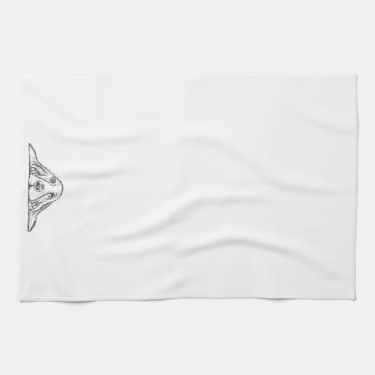 zwarte witte, eenvoudige puppy-ogen theedoek (Horizontaal)