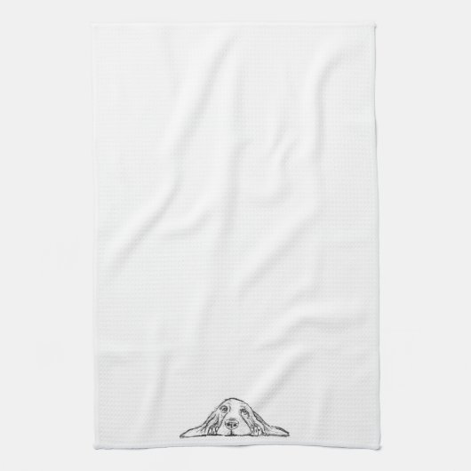 zwarte witte, eenvoudige puppy-ogen theedoek (Verticaal)