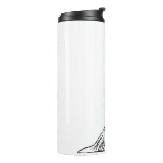 zwarte witte, eenvoudige puppy-ogen thermosbeker (Gedraaid links)