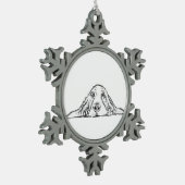 zwarte witte, eenvoudige puppy-ogen tin sneeuwvlok ornament (Links)