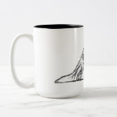 zwarte witte, eenvoudige puppy-ogen tweekleurige koffiemok (Links)