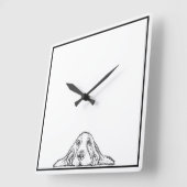 zwarte witte, eenvoudige puppy-ogen vierkante klok (Hoek)