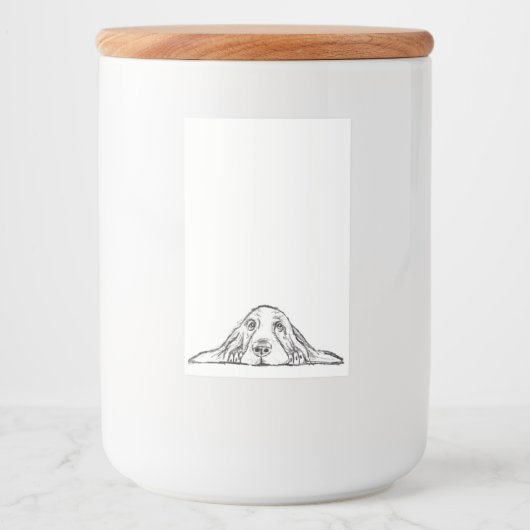 zwarte witte, eenvoudige puppy-ogen voedselcontainer etiket (Voorkant)