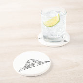 zwarte witte, eenvoudige puppy-ogen zandsteen onderzetter (Zijkant)