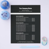 Zwarte witte, eenvoudige rand prijslijst 3 flyer (Enkel)