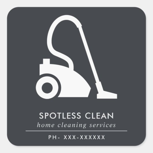 ZWARTE WITTE EENVOUDIGE VACUUM CLEANER CLEANER SER VIERKANTE STICKER (Voorkant)