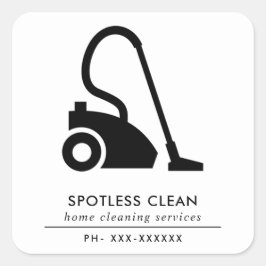 ZWARTE WITTE EENVOUDIGE VACUUM CLEANER CLEANER SER VIERKANTE STICKER
