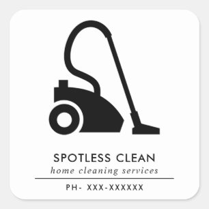 ZWARTE WITTE EENVOUDIGE VACUUM CLEANER CLEANER SER VIERKANTE STICKER