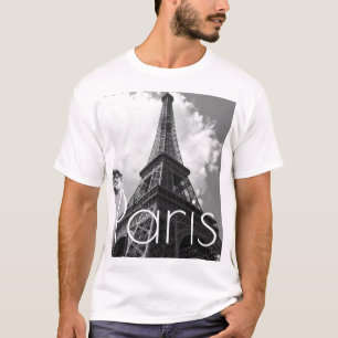 Zwarte & Witte Eiffeltoren in Parijs T-shirt
