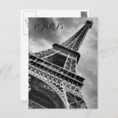 Zwarte & Witte Eiffeltoren Parijs Europa Briefkaart (Voorkant / Achterkant)
