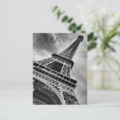 Zwarte & Witte Eiffeltoren Parijs Europa Briefkaart (Staand voorkant)
