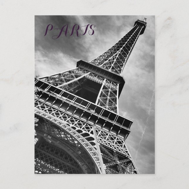 Zwarte & Witte Eiffeltoren Parijs Europa Briefkaart (Voorkant)