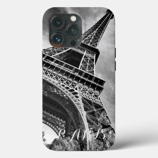 Zwarte & Witte Eiffeltoren Parijs Europa Case-Mate iPhone Case (Achterkant)