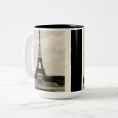 zwarte & witte Eiffeltower Tweekleurige Koffiemok (Voorkant links)