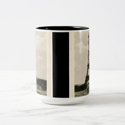  zwarte & witte Eiffeltower Tweekleurige Koffiemok (Center)