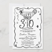 Zwarte witte eigenzinnige grillige krabbels 30 ver kaart (Voorkant)