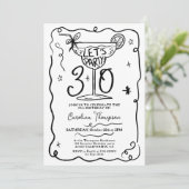 Zwarte witte eigenzinnige grillige krabbels 30 ver kaart (Staand voorkant)