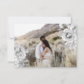 zwarte witte elegant floral two Photo Save the Dat Kaart (Achterkant)