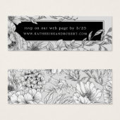 zwarte witte elegant floral Weddenschap Mini Visitekaartjes (Voorkant /achterkant)