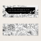 zwarte witte elegant floral Weddenschap Mini Visitekaartjes (Voorkant /achterkant)