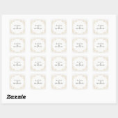 Zwarte witte elegant  florerende kalligrafie vierkante sticker (Vel)