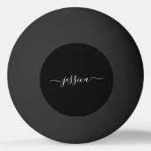 Zwarte witte elegant scriptnaam pingpongbal (Voorkant)