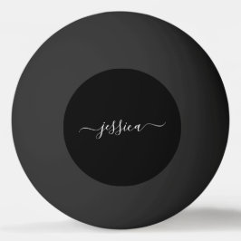 Zwarte witte elegant scriptnaam pingpongbal