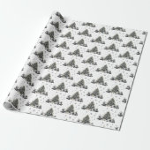 Zwarte Witte Elegante Kerstboom Cadeaupapier (Uitgerold)