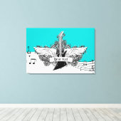 Zwarte witte elektrische gitaar met vleugels print (Insitu (Houten vloer))