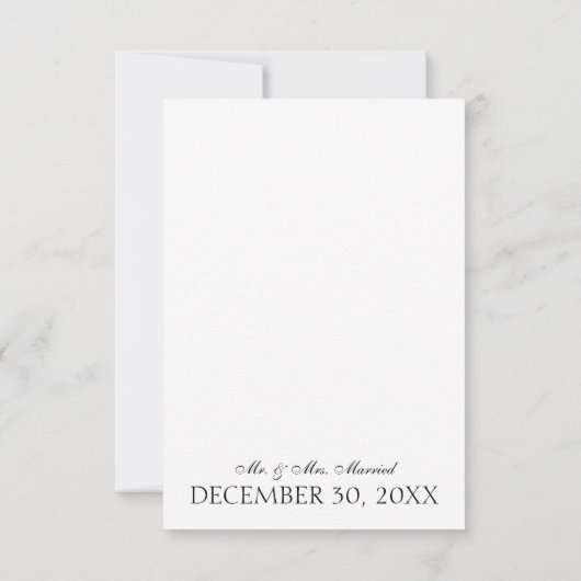 Zwarte & witte Elelgant-minimalistische bedankt vo RSVP Kaartje (Achterkant)