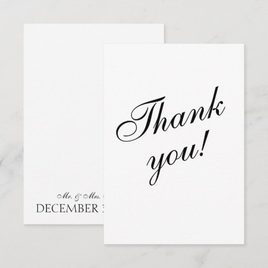 Zwarte & witte Elelgant-minimalistische bedankt vo RSVP Kaartje (Voorkant / Achterkant)