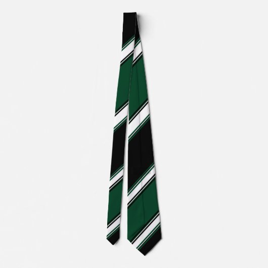 Zwarte Witte en Altijdgroene Universitaire Streep Stropdas (Achterkant)