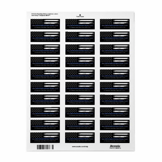 Zwarte, witte en blauwe sterren en strepen Vlag Etiket (Full Sheet)