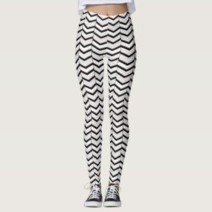 Zwarte witte en Blush Chevron-Leggings Leggings