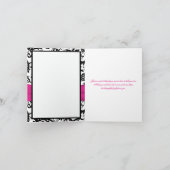 Zwarte, Witte, en Fuchsia Damast Bedankkaart (Binnen)