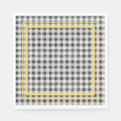 Zwarte witte en gele picknick Gingham Servet (Voorkant)