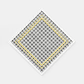Zwarte witte en gele picknick Gingham Servet (Hoek)