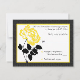 Zwarte, witte en gele pony-reactiekaart RSVP kaartje