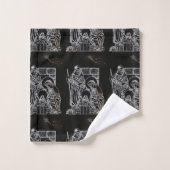 ZWARTE WITTE EN GOUDE NATIVITEIT BAD HANDDOEK (Wasdoekje)